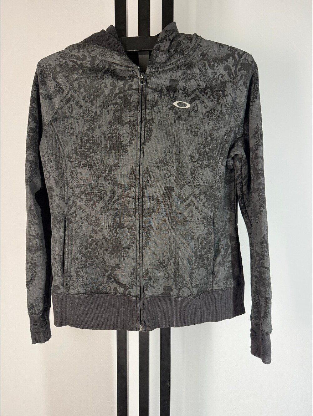 Oakley Full-Zip Hoodie Woman's XL Black Gray Sweatshirt
